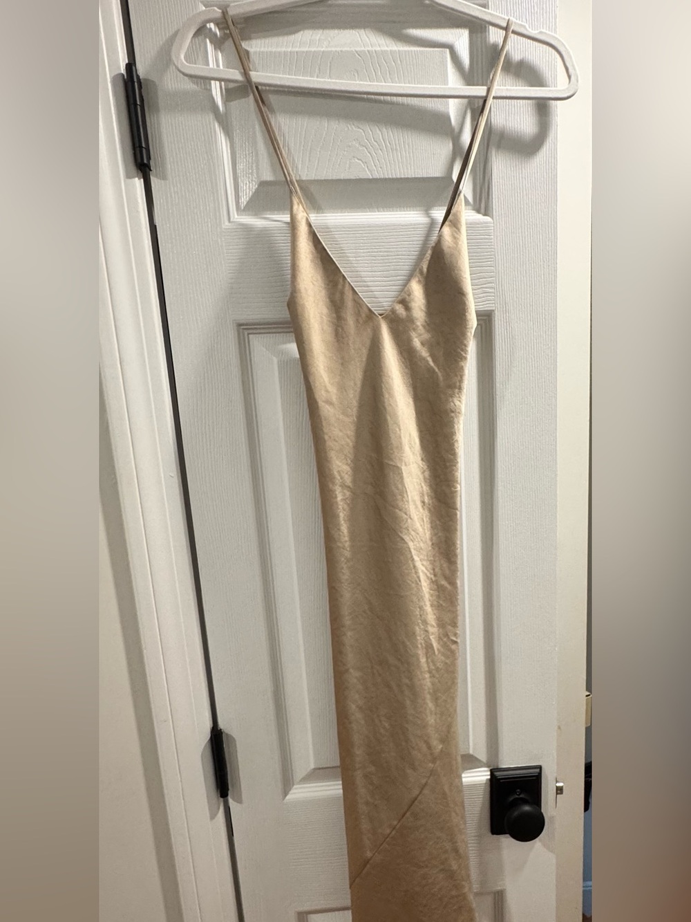 Aritzia Wilfred Gold Satin Slip Dress Spaghetti Strap